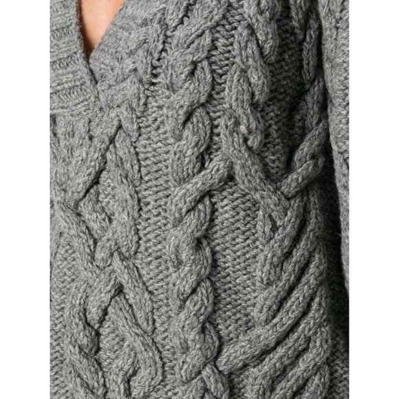 PARTOW MELANGE CABLE KNIT HOODED SWEATER IN GREY - Picture 5 of 8